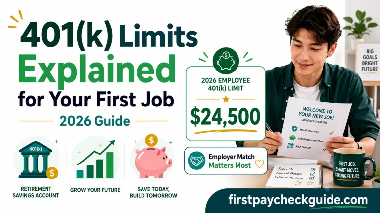 401k limits explained for your first job in 2026 showing the $24,500 employee limit and employer match