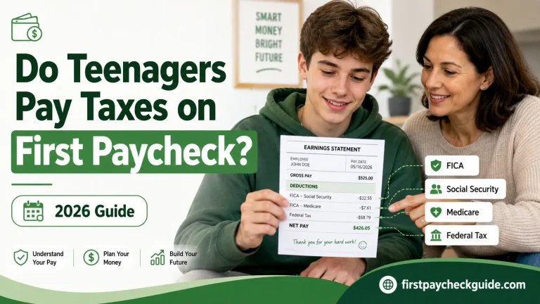 do teenagers pay taxes on first paycheck