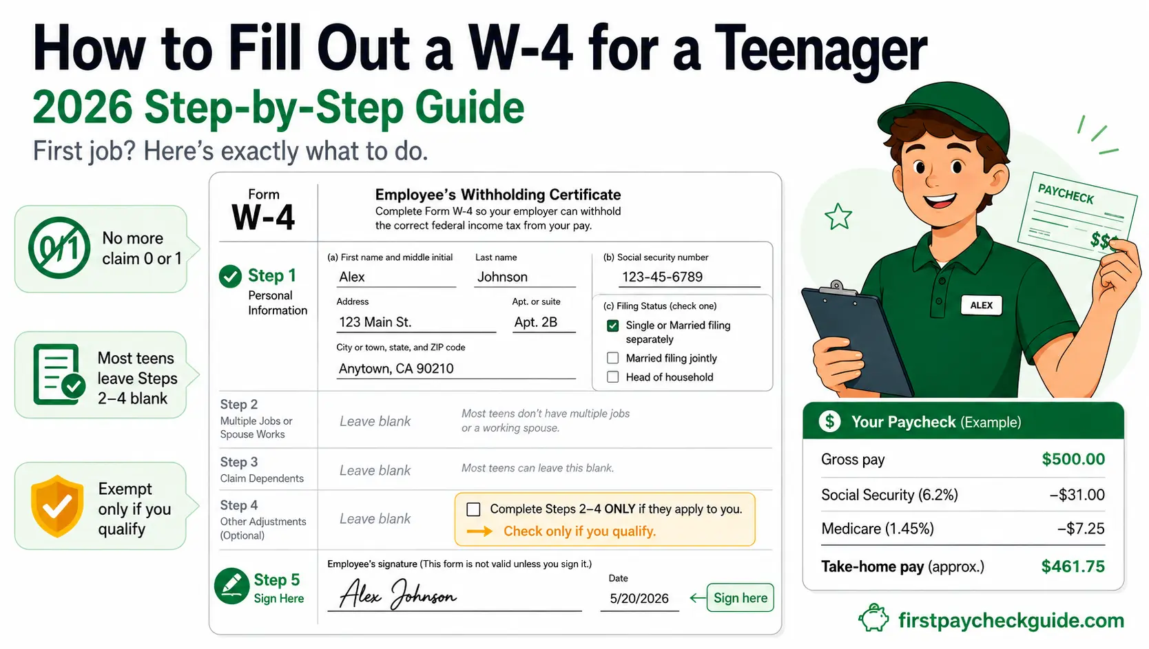 How to fill out a w-4 for a teenager